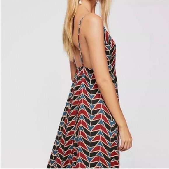 Free People Siren Ring Wrap Dress Maxi Side Tie Geo Printed - Picture 6 of 15